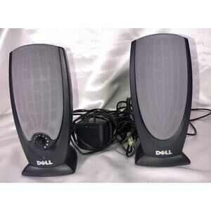 Dell Computer PC Speakers A215 Stereo Tested Working w/ Power Adapter